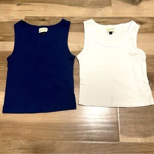 Never Worn Universal Thread Bundle Basic White and Navy Blue Tank Tops Size M